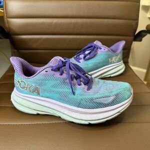 Hoka | One One Clifton 9 Purple Blue Lace Up Running Shoes Size 7